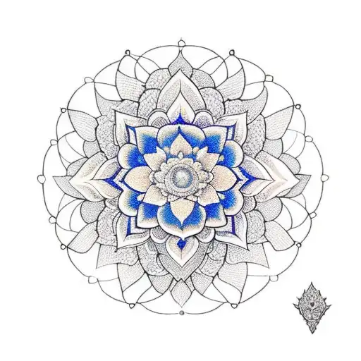 A Lace-inspired Sternum Mandala Design Incorporating A Lotus Flower As The Centerpiece