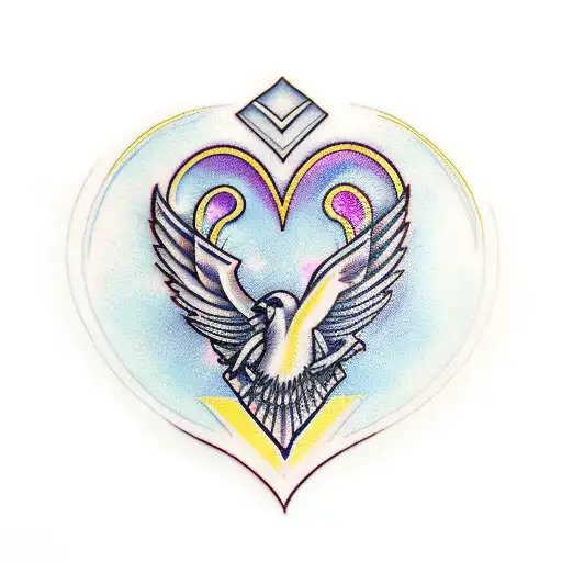 Heart Bow And Arrow Wings Halo Design
