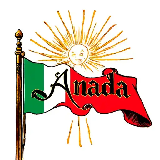 A Italian Flag With Amada Written In The Middle With Rays Of Sunlight Behind