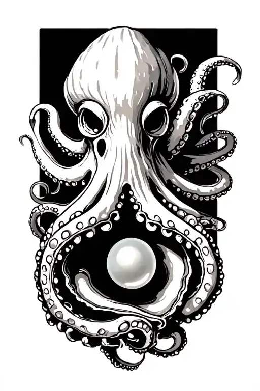Octopus And Oyster Shell With A Pearl