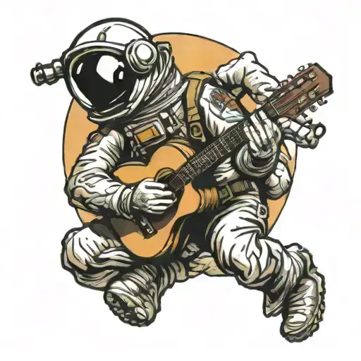 An Astronaut Playingf Guitar On A Mountain Summit