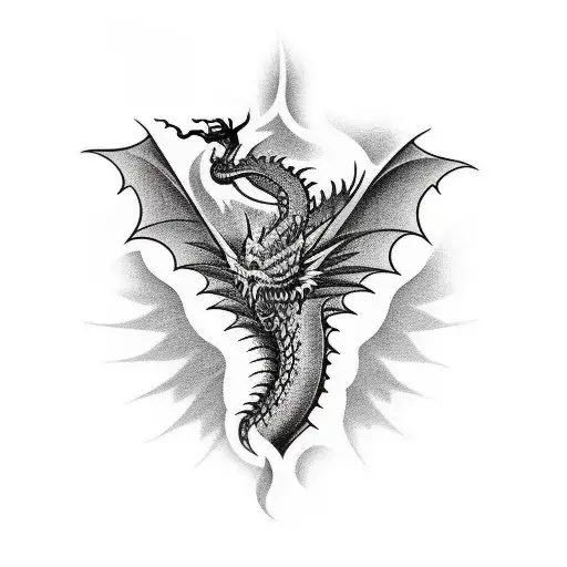 Long Scaly Black Dragon