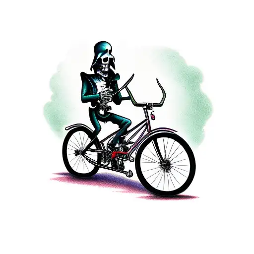 Traditional Grim Reaper On A Bicycle