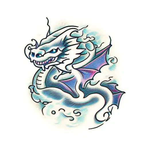 Dragon With Fire And Flowers