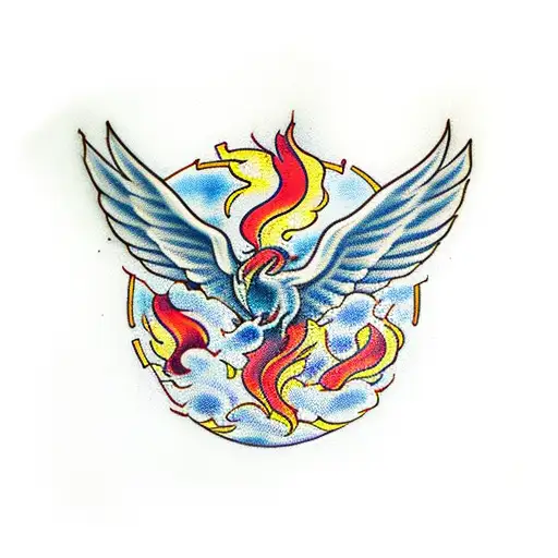 Phoenix With Fire And Cross
