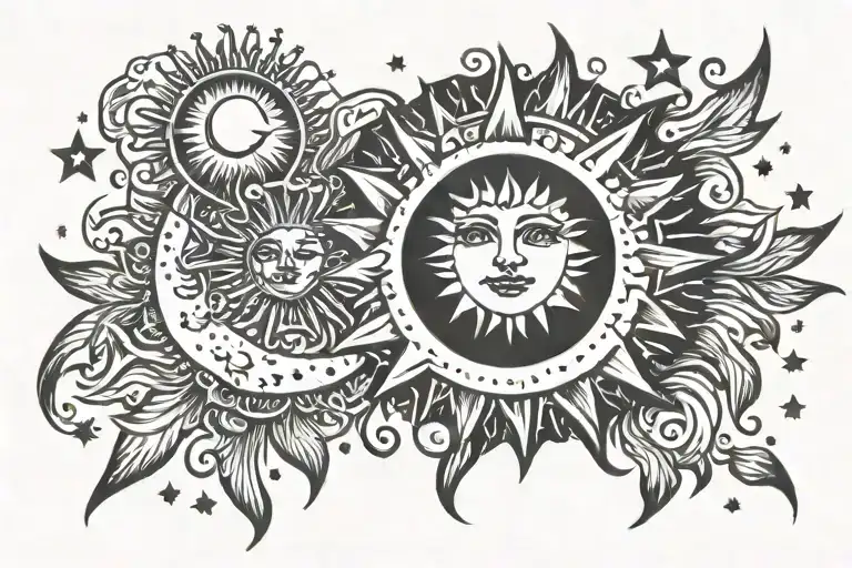 Moon Stars And Sun