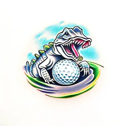 Baby Alligator And Golf Ball