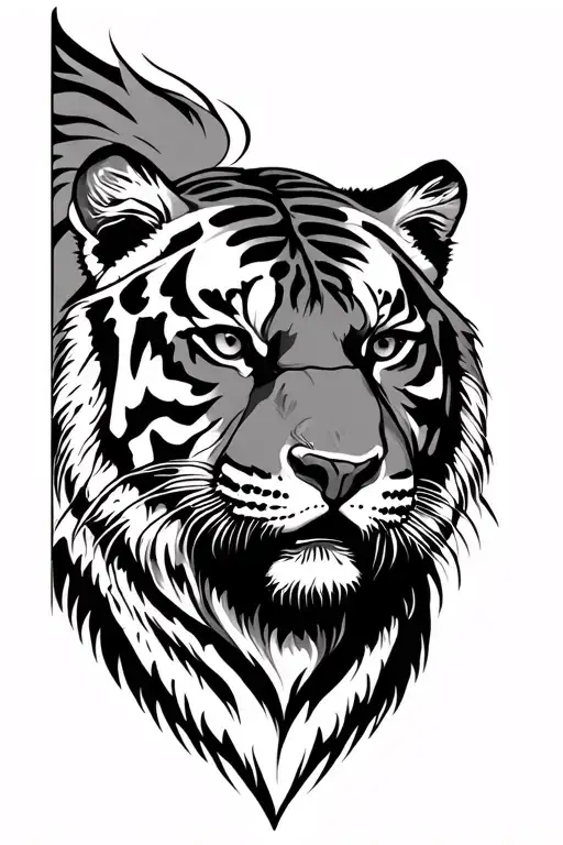 Black And Grey Traditional Tiger To Go On Side Profile