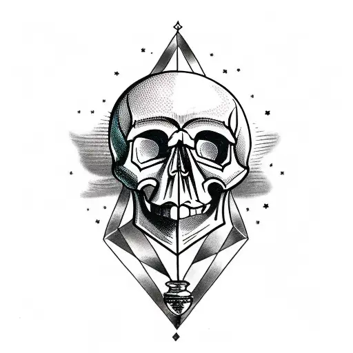 Skull With Hourglass With Human Inside Hourglass