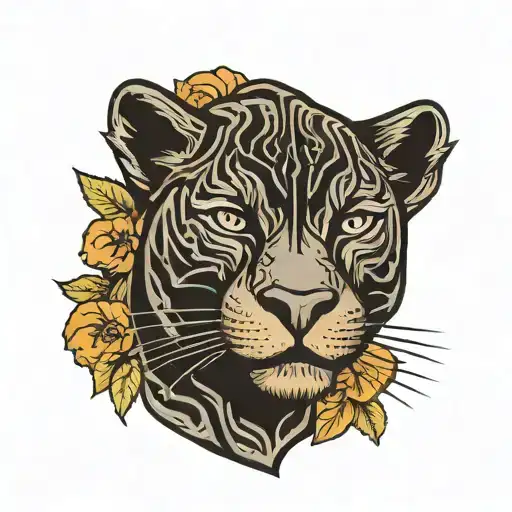 Black Panther Face Tattoo Design