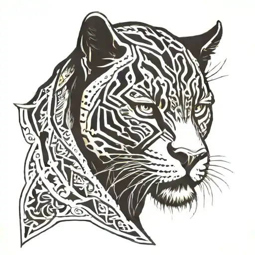 Black Panther Face Tattoo Design