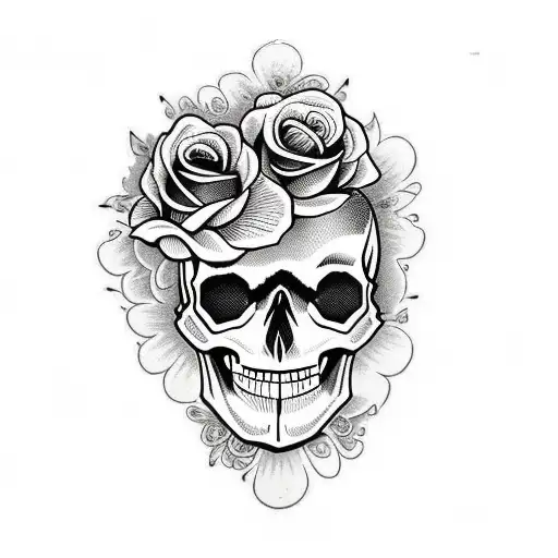 Skull With Roses And Two Pocket Watches