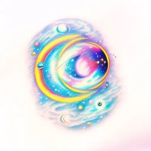 Space With Galaxy And A Black Hole