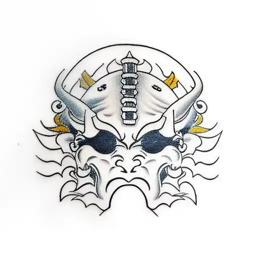 Samurai Earing A Hannya Mask