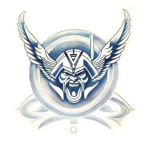 Odin Symbol With Valkeryie Wings On The Side