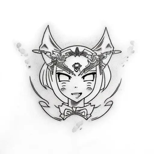 Incorporate Anime Characters Into A Tattoo With A Dark And Mysterious Vibe