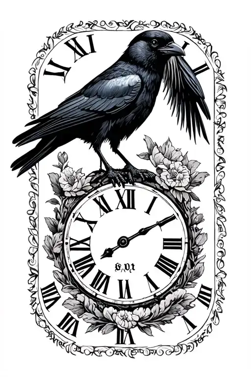 Roman Numerals Surrounded By Crow Holding