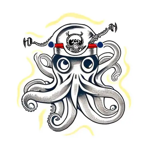 A Octopus With A Pirate Ship In Ocean