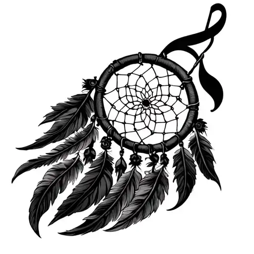 A Surreal Design Of A Music-themed Dreamcatcher With Symbolistik Accents