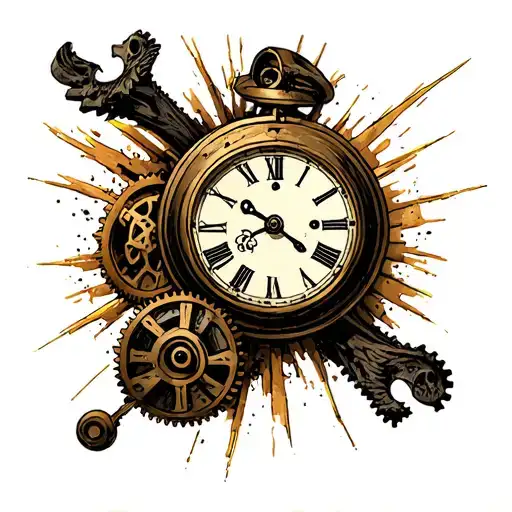 Exploding Clock Gears With Time And Grimmreaper