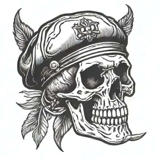 Skull With Beret On Head