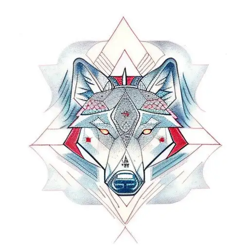 Nordic Animism Inspired Wolf Surrounded By Intricate Geometric Patterns