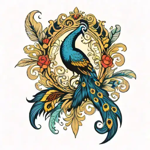 Incorporate A Traditional Portuguese Cross Into A Peacock Feather Design