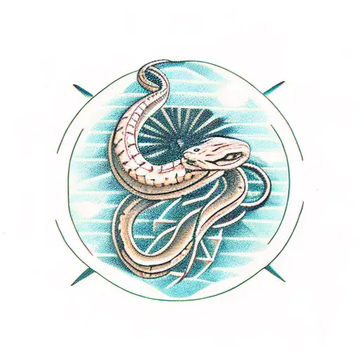 Snake Wrapped Around Cactus Under The Sun