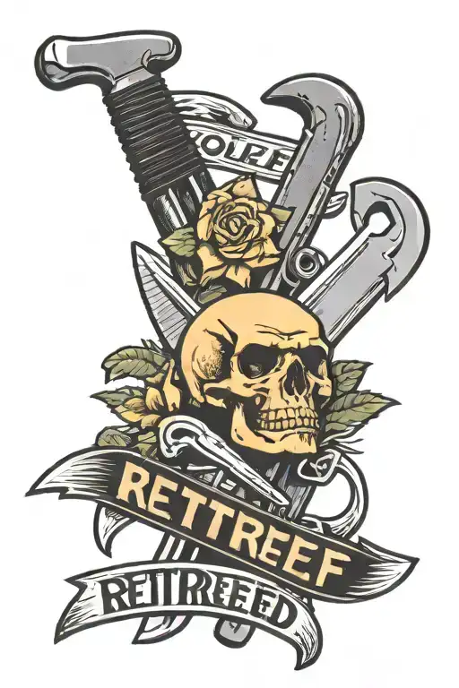 Mole Wrench And Flat Head Screwdriver Crossed Over Each With The Words Retired Car Theif Above