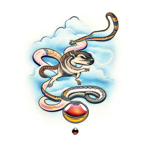 Honey Badger With Snake