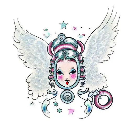 Traditional Style Cherub With Pig Tails Or Space Buns