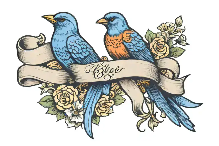 Blue Bird Banner Ribbon Across
