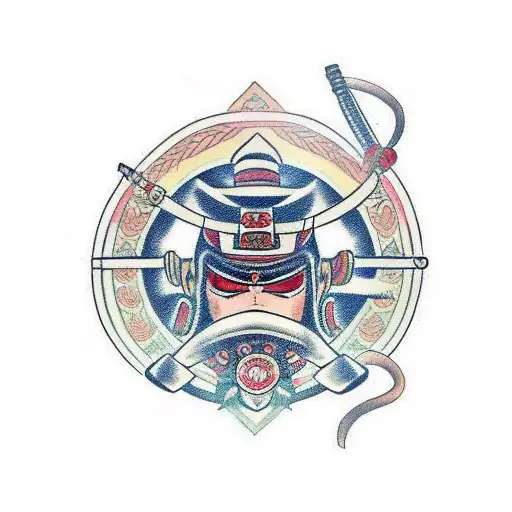 Guerrero Samurai Orando Delante De Una Cruz