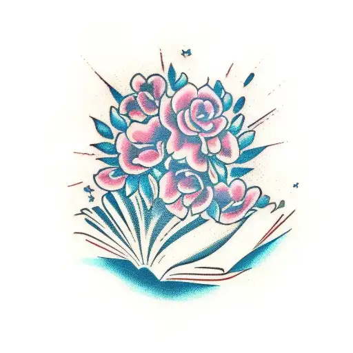 Open Book With Flowers Flowing Out