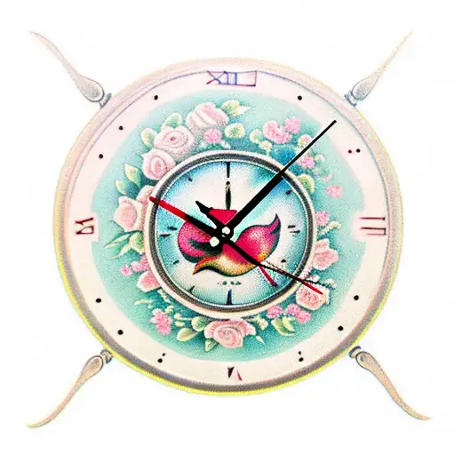 Clock With A Dove And Roses