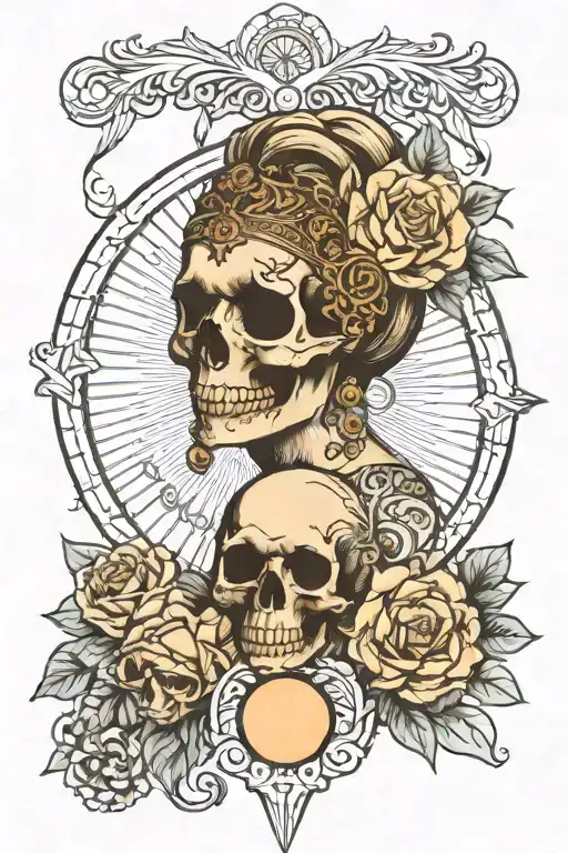 Skull Greek Goddess Surrounded