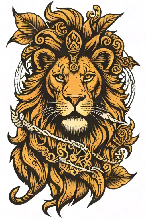 Lion And Trishul Merging Into A Unique