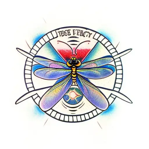Dragonfly With Celestial Symbols