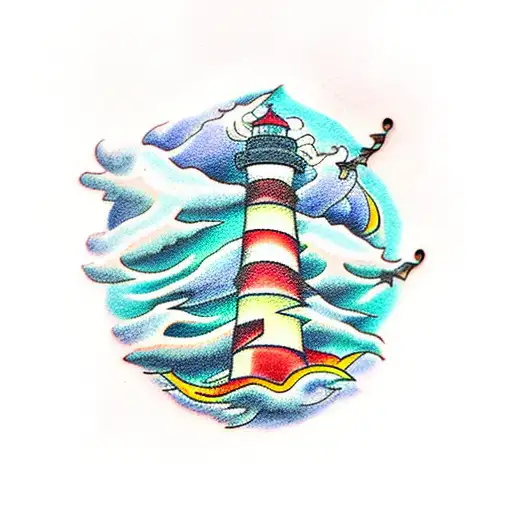 Lighthouse With Rain And Clouds