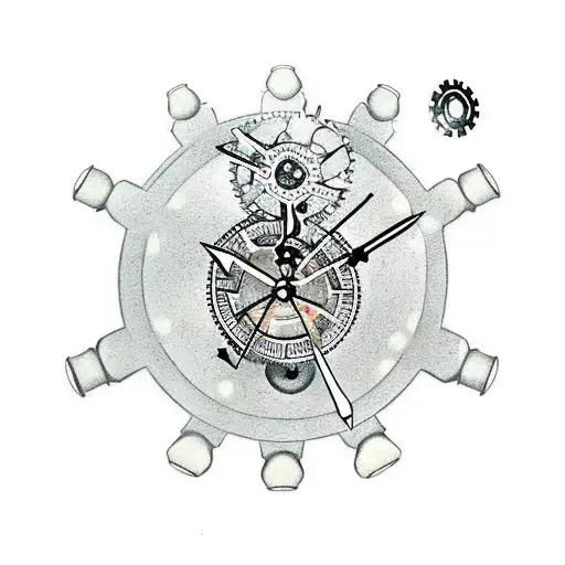 A Gothic Style Clock With Gears And Cogs Made From Old Weapons Like Guns And Knives