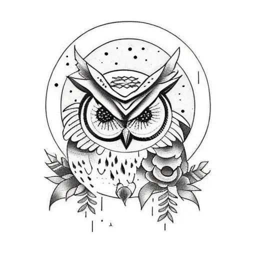 Moon With Owl And Forest