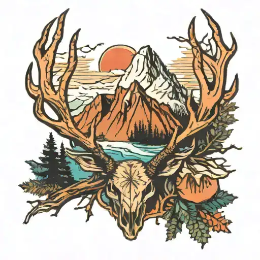 Mountain Framed By Antlers