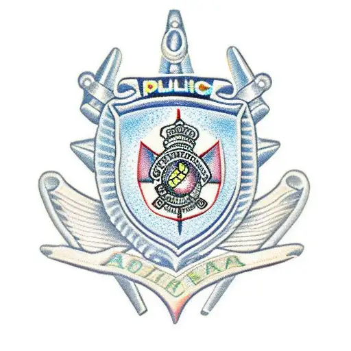 A Police Badge With Musical Notes Intertwined