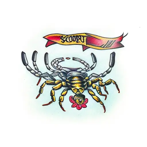 Scorpion With Tail Wrapped Around Flowers