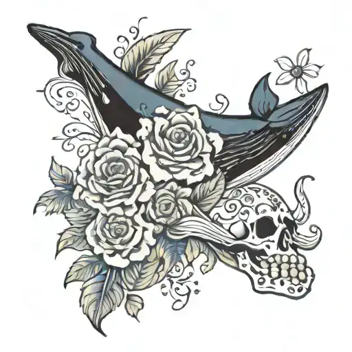 Floral With Whale And Sugarskull Los Dias
