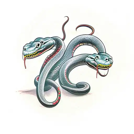 Two Headed Snake With Tail That Wraps Circularly Around Elbow