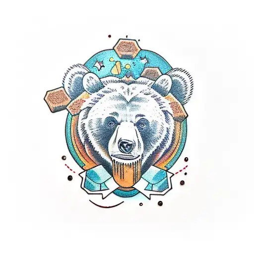 Bear Eating Honey From The Honeycomb