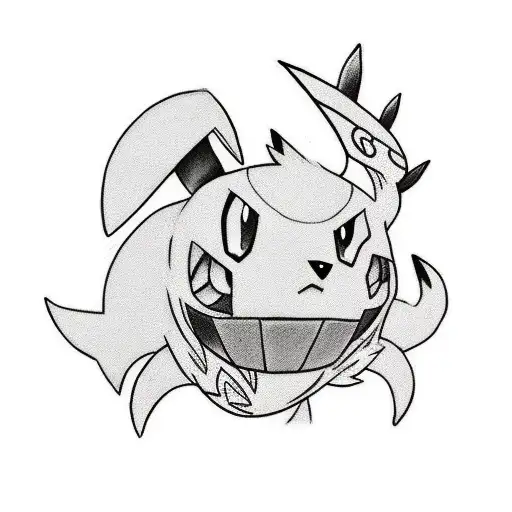 A Mashup Tattoo Design Featuring A Pokemon Character And A League Of Legends Character