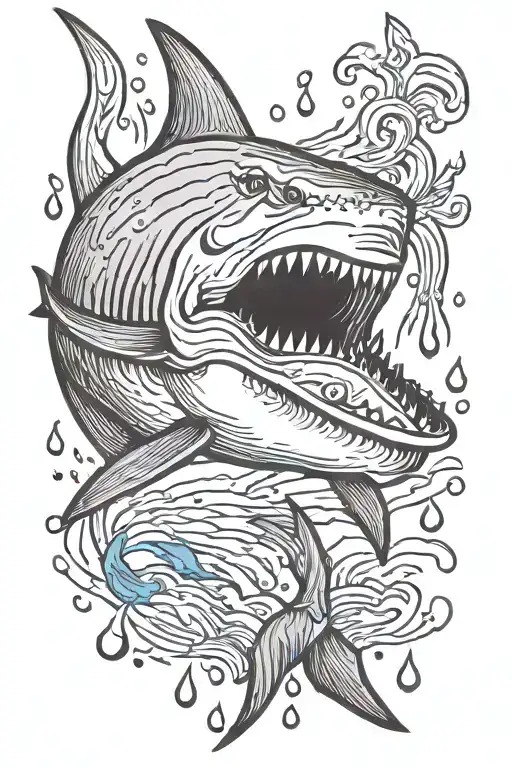 Sad Shark Swimming In Teardrops