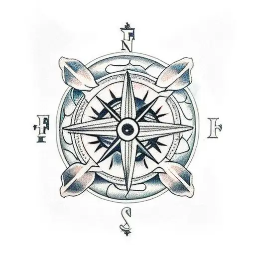 Ocean Faith Cross Compass Skull Arm Sleeve